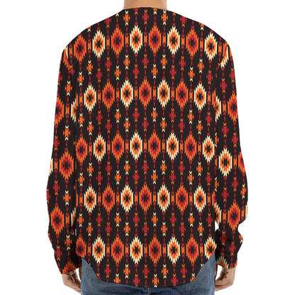 Native American Pattern Print Long Sleeve Baseball Jersey