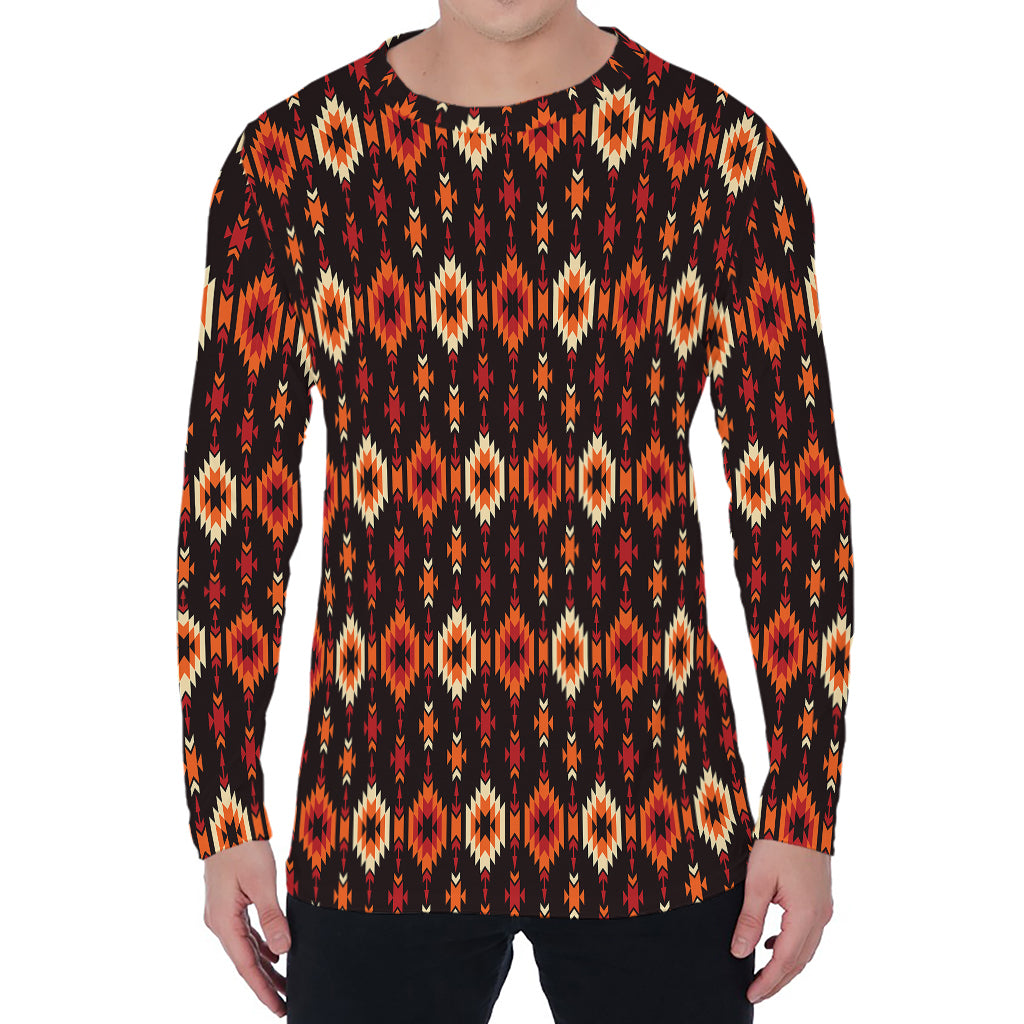 Native American Pattern Print Men's Long Sleeve T-Shirt