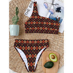 Native American Pattern Print One Shoulder Bikini Top