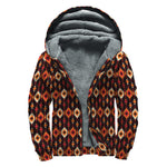 Native American Pattern Print Sherpa Lined Zip Up Hoodie
