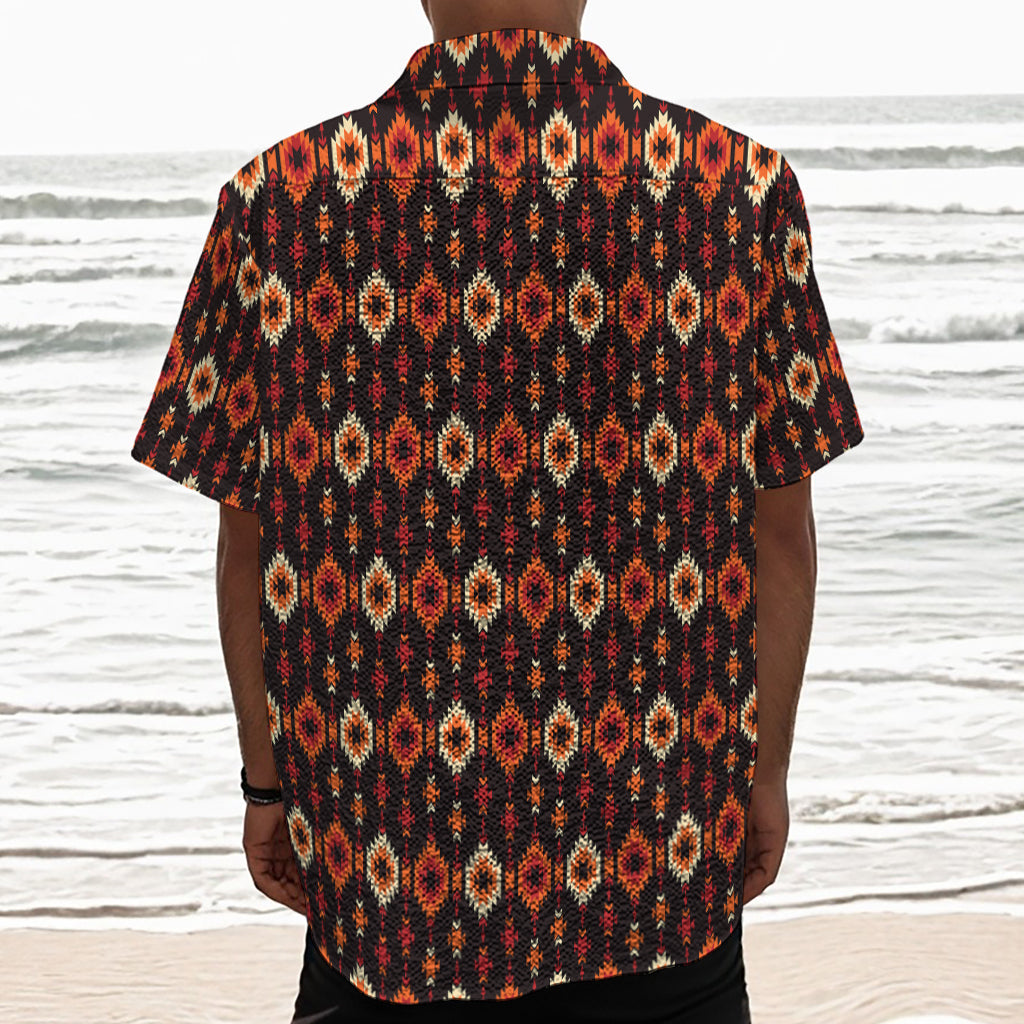 Native American Pattern Print Textured Short Sleeve Shirt
