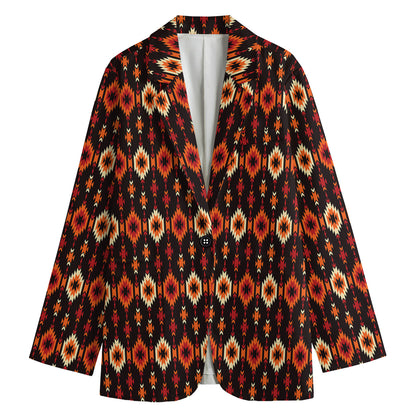 Native American Pattern Print Women's Cotton Blazer