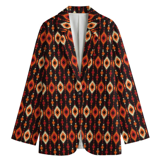 Native American Pattern Print Women's Cotton Blazer