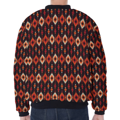 Native American Pattern Print Zip Sleeve Bomber Jacket