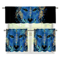 Native American Spiritual Wolf Print 3 Piece Kitchen Curtains