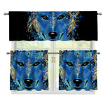 Native American Spiritual Wolf Print 3 Piece Kitchen Curtains