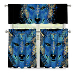 Native American Spiritual Wolf Print 3 Piece Kitchen Curtains