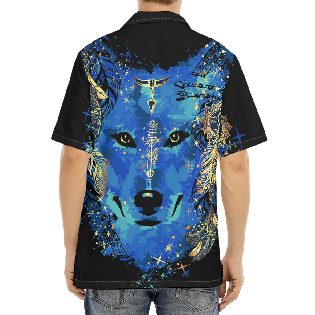 Native American Spiritual Wolf Print Aloha Shirt