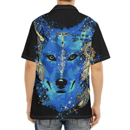 Native American Spiritual Wolf Print Aloha Shirt