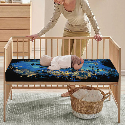 Native American Spiritual Wolf Print Baby Crib Sheet