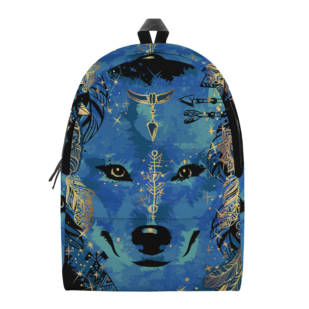 Native American Spiritual Wolf Print Backpack