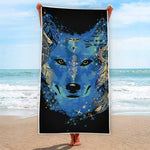 Native American Spiritual Wolf Print Beach Towel