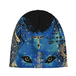 Native American Spiritual Wolf Print Beanie