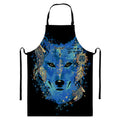 Native American Spiritual Wolf Print Bib Apron With Pocket