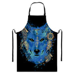 Native American Spiritual Wolf Print Bib Apron With Pocket