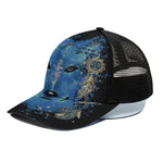 Native American Spiritual Wolf Print Black Mesh Trucker Cap