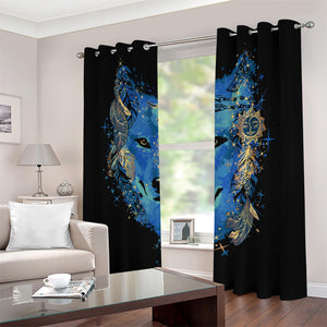 Native American Spiritual Wolf Print Blackout Grommet Curtains