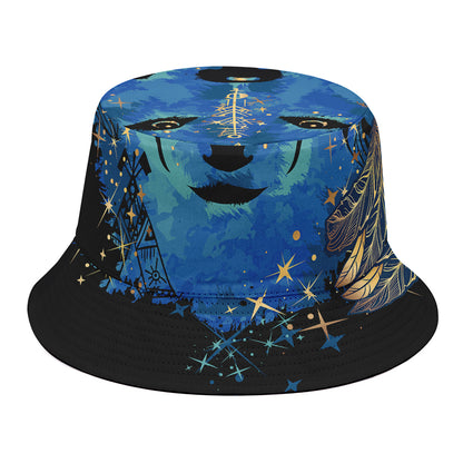 Native American Spiritual Wolf Print Bucket Hat