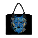Native American Spiritual Wolf Print Canvas Tote Bag