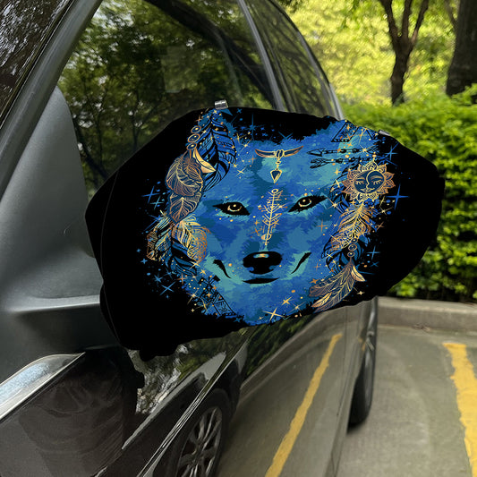 Native American Spiritual Wolf Print Car Side Mirror Covers