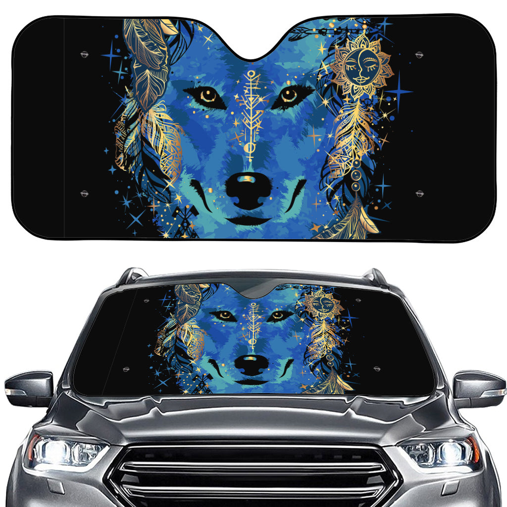 Native American Spiritual Wolf Print Car Windshield Sun Shade