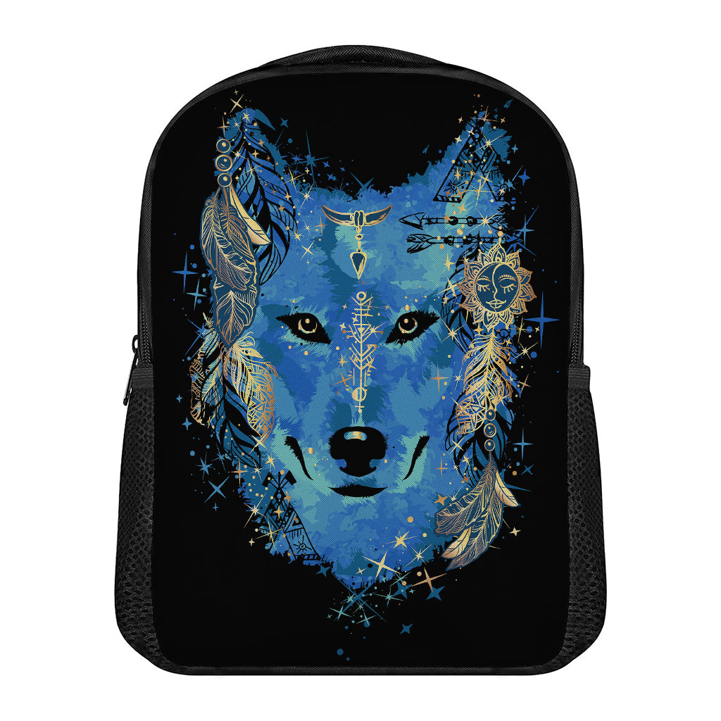 Native American Spiritual Wolf Print Casual Backpack