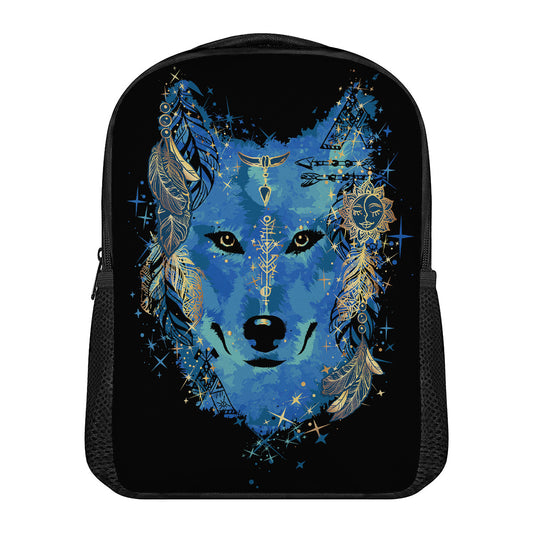 Native American Spiritual Wolf Print Casual Backpack