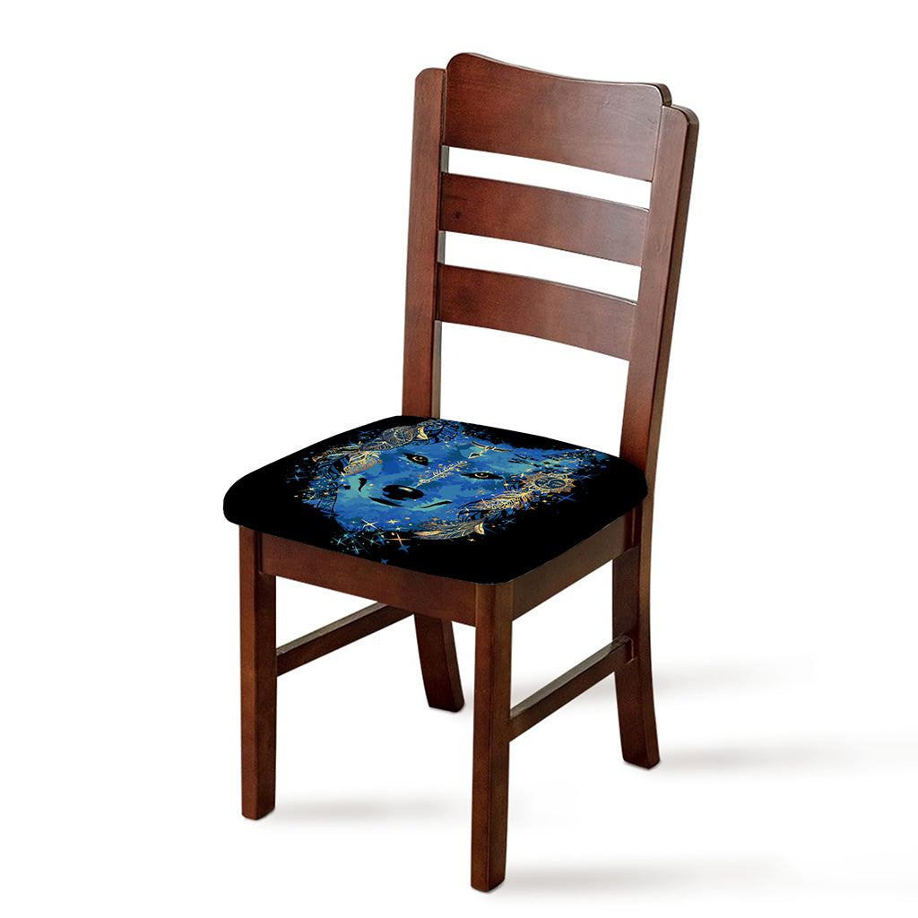 Native American Spiritual Wolf Print Chair Cushion Cover
