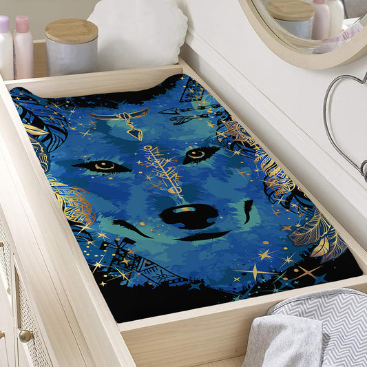 Native American Spiritual Wolf Print Changing Pad Cover