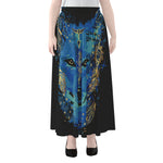 Native American Spiritual Wolf Print Chiffon Maxi Skirt