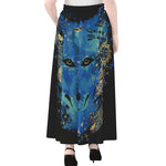 Native American Spiritual Wolf Print Chiffon Maxi Skirt