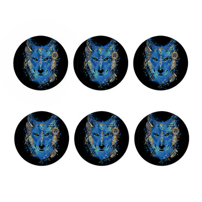 Native American Spiritual Wolf Print Coaster Set