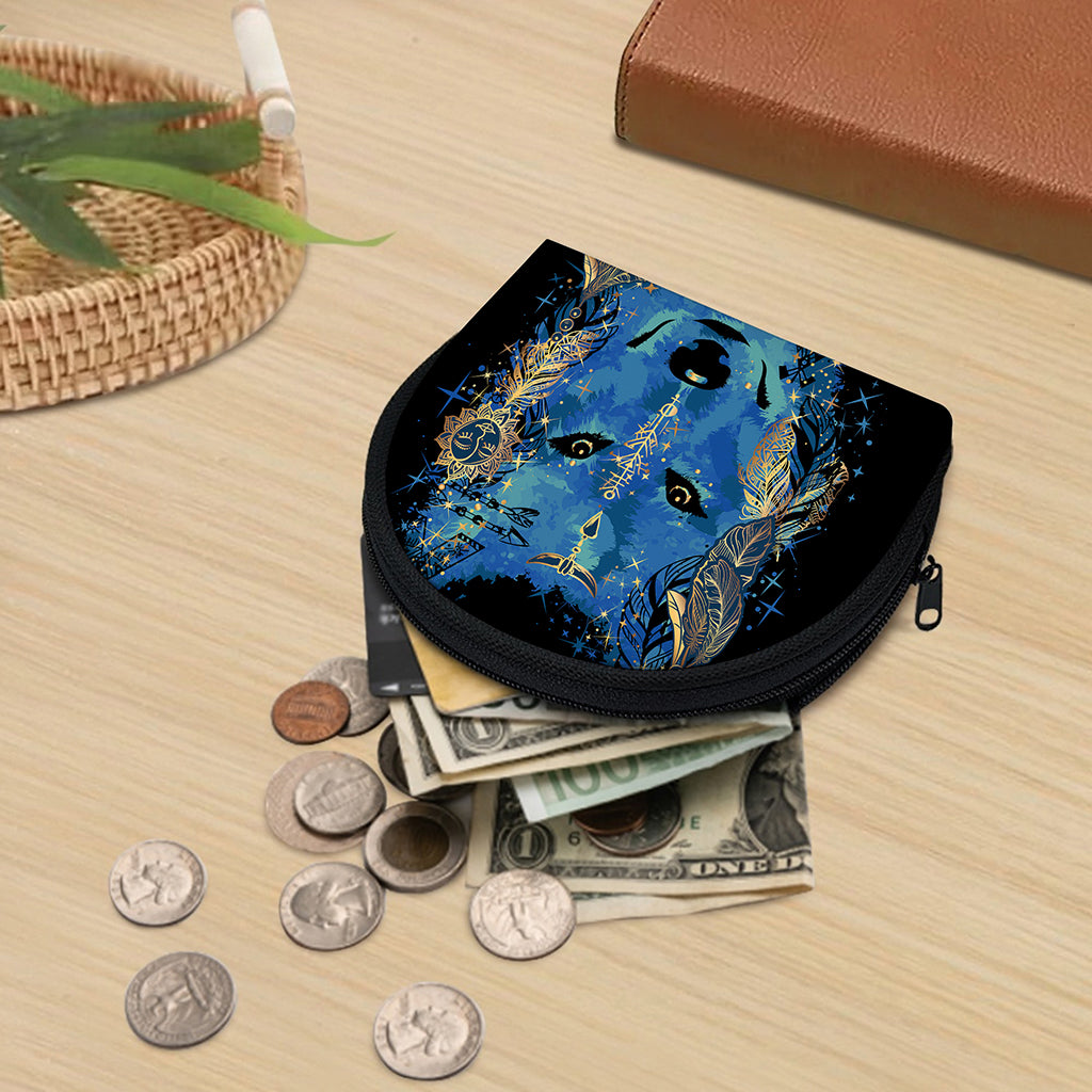 Native American Spiritual Wolf Print Coin Purse
