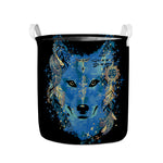 Native American Spiritual Wolf Print Collapsible Laundry Basket