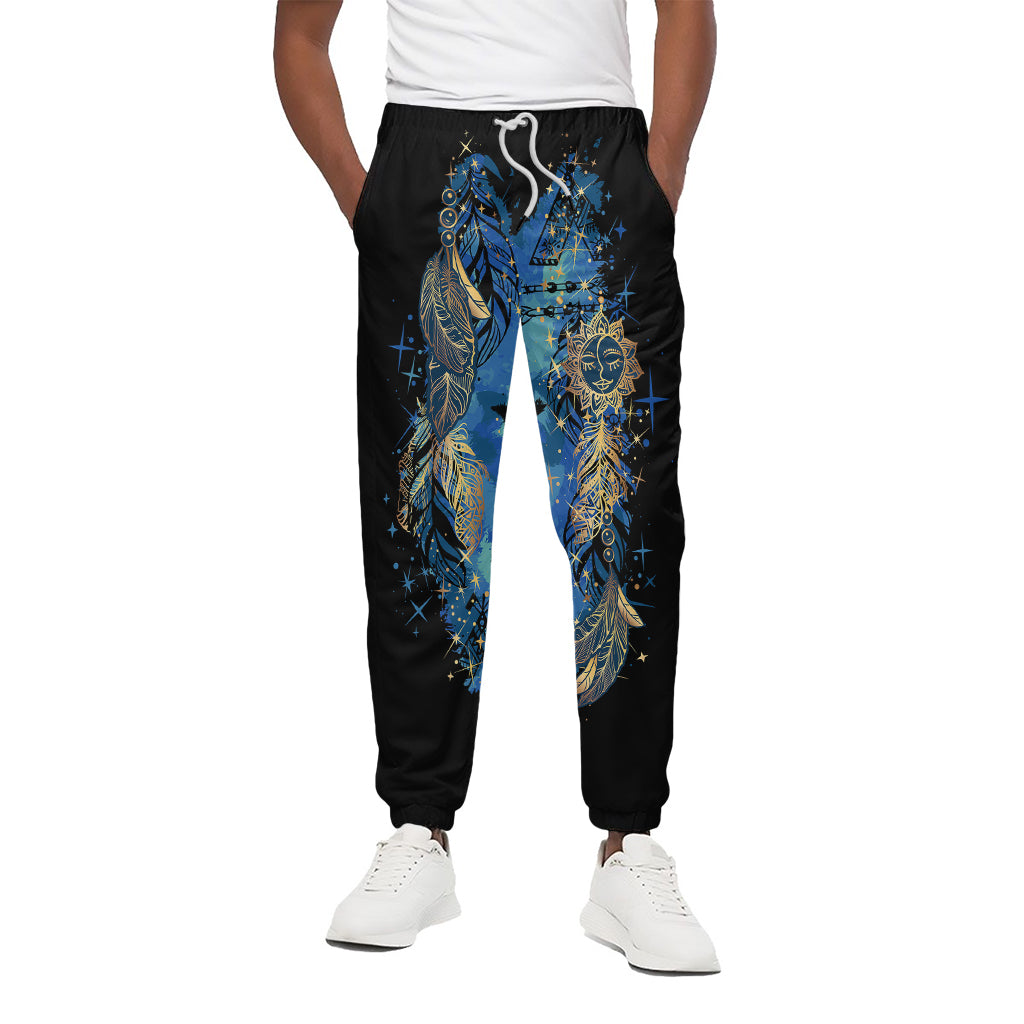 Native American Spiritual Wolf Print Cotton Pants