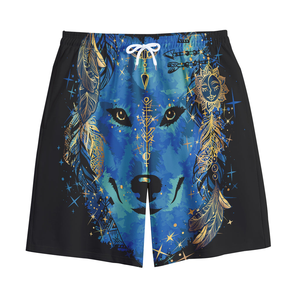 Native American Spiritual Wolf Print Cotton Shorts