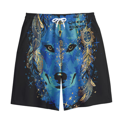Native American Spiritual Wolf Print Cotton Shorts
