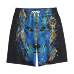 Native American Spiritual Wolf Print Cotton Shorts