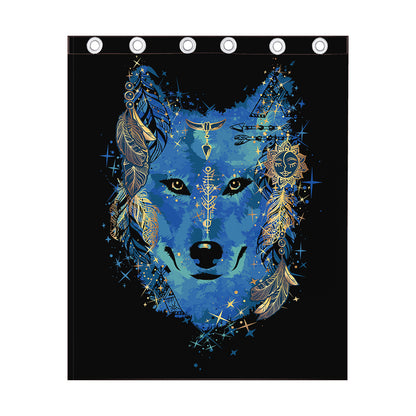 Native American Spiritual Wolf Print Curtain
