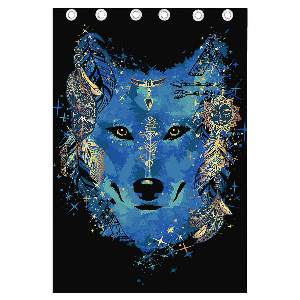 Native American Spiritual Wolf Print Curtain