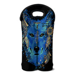 Native American Spiritual Wolf Print Double Neoprene Wine Tote