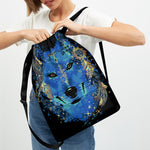 Native American Spiritual Wolf Print Drawstring Backpack