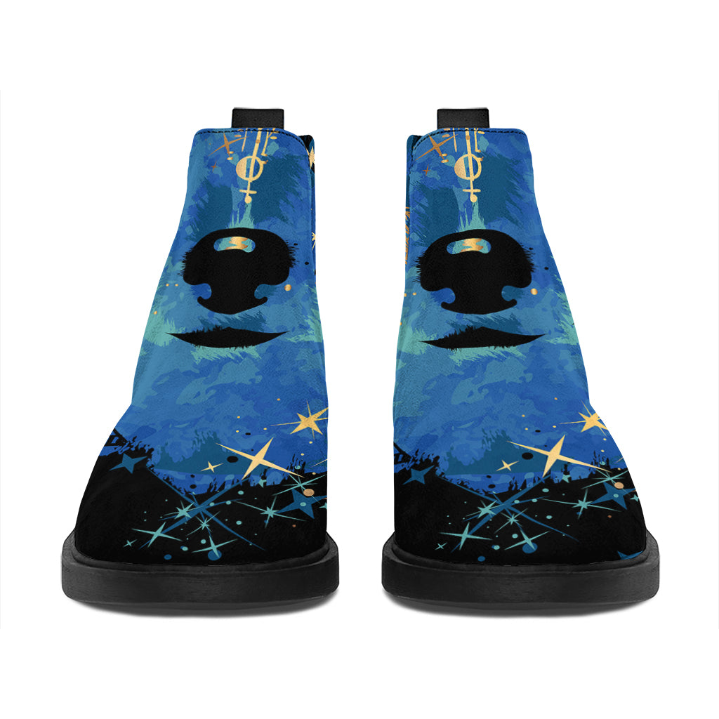 Native American Spiritual Wolf Print Flat Ankle Boots