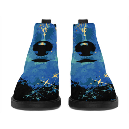 Native American Spiritual Wolf Print Flat Ankle Boots