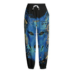 Native American Spiritual Wolf Print Fleece Lined Knit Pants