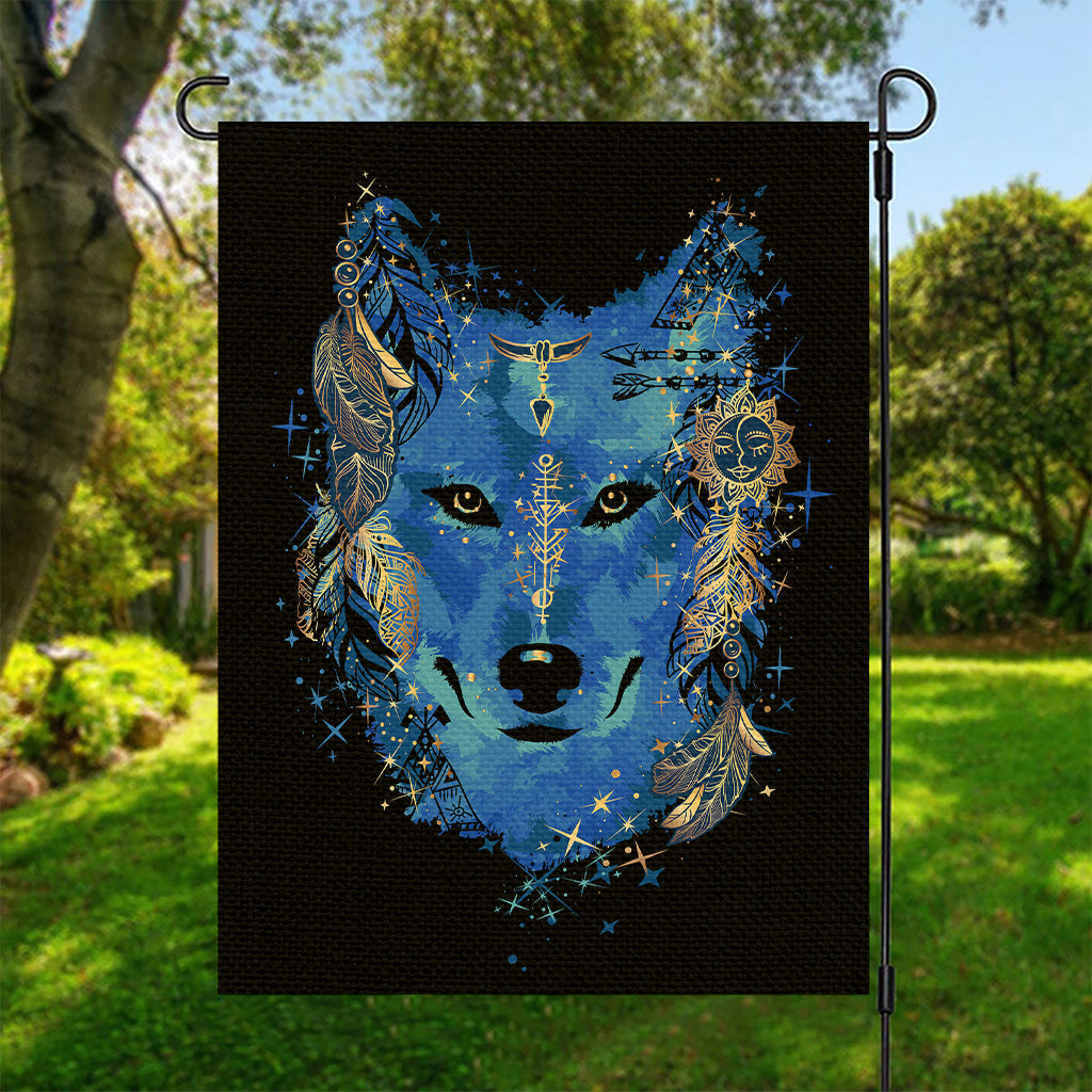 Native American Spiritual Wolf Print Garden Flag