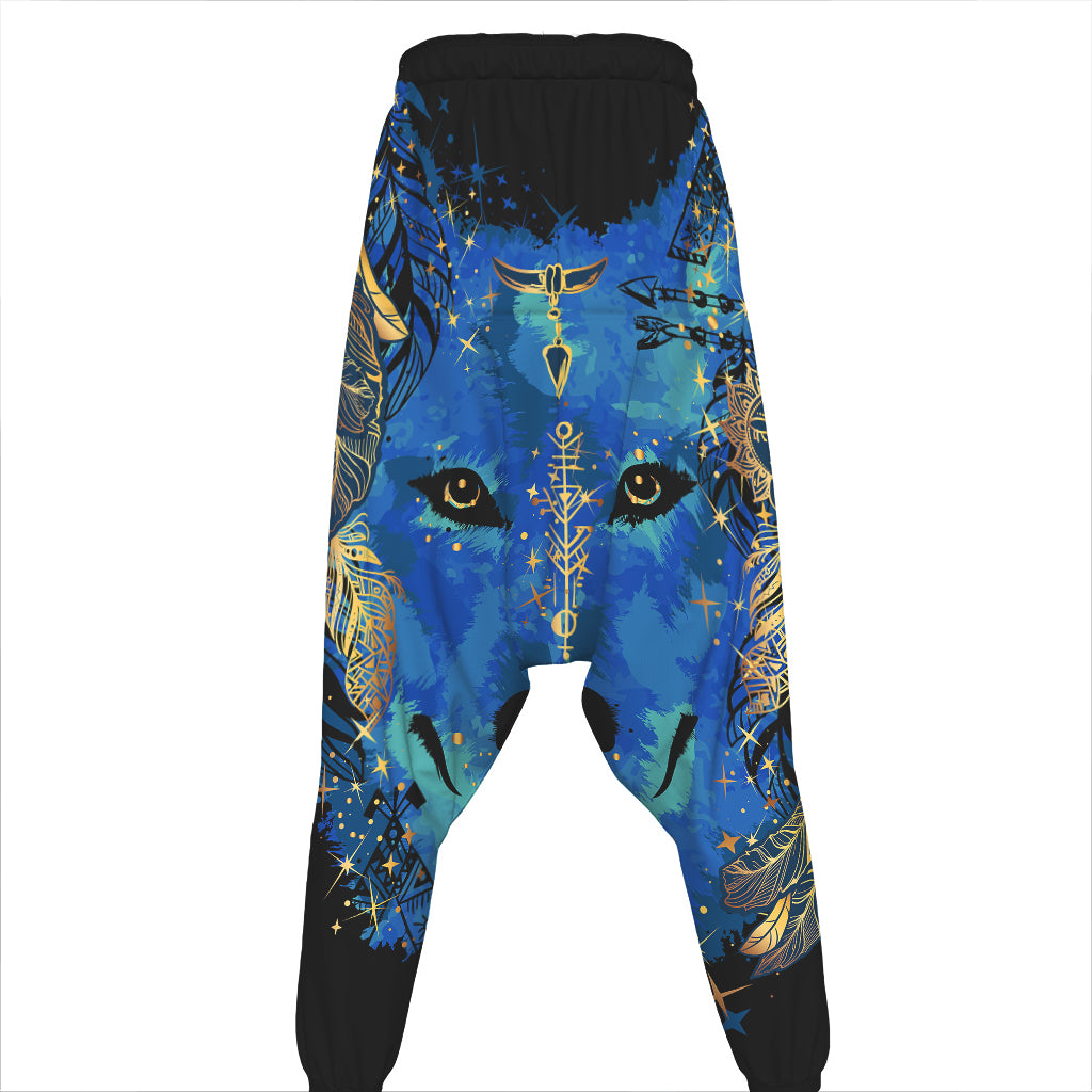 Native American Spiritual Wolf Print Hammer Pants
