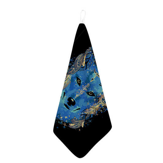 Native American Spiritual Wolf Print Hand Towel