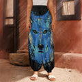 Native American Spiritual Wolf Print Harem Pants