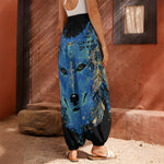 Native American Spiritual Wolf Print Harem Pants